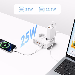 Orico PDC25 25W 6in1 strāvas sadalītājs 2x AC + 2x USB-A + 2x USB-C - balts