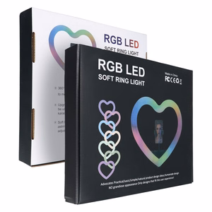 LED gredzenveida Stream RGB lampa 10" ar telefona turētāju HEART + statīvs JM26-10 melna