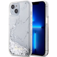 Guess Liquid Glitter Marble viedtālruņa apvalks iPhone 14 - balts