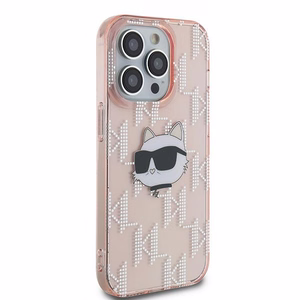 Karl Lagerfeld IML Choupette galvas un monogrammas apvalks iPhone 13 Pro / 13 - rozā