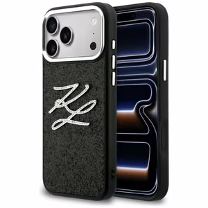 Karl Lagerfeld IML Glitter KL Diamond Logo Maciņš for iPhone 17 Pro Max - melns