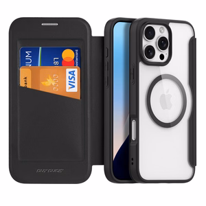 Dux Ducis Skin X Pro iPhone 16 Pro viedtālruņa apvalks ar MagSafe un atveramu vāciņu - melns