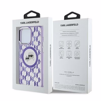 Karl Lagerfeld IML Monogramma Karl & Choupette Galva Magnētiskais Viedtālruņa apvalks iPhone 15 Pro - violets