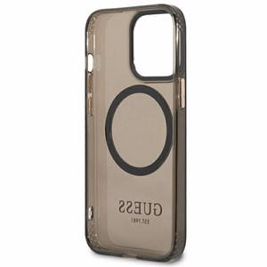 Guess Gold Outline caurspīdīgs Magnētiskais MagSafe viedtālruņa apvalks iPhone 13 Pro / iPhone 13 - melns