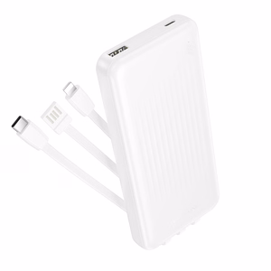 Borofone BJ79 Clever ārējais akumulators 10000mAh USB ar Type-C un Lightning kabeļiem balts