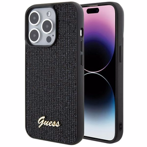 Guess Disko Metāla Uzraksts viedtālruņa apvalks iPhone 15 Pro - melns