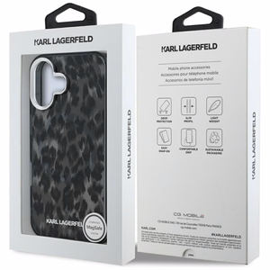 Karl Lagerfeld IML Leopard Pattern MagSafe macins iPhone 16 - melns