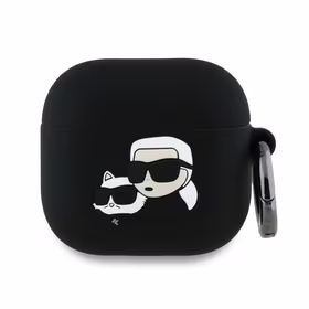 Karl Lagerfeld silikona Karl&Choupette galvas 3D apvalks AirPods 4 - melna