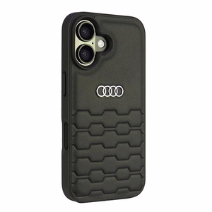 Audi Sintētiskās ādas iPhone 16 6.1" melns/melns cietais apvalks AU-TPUPCIP16-GT/D2-BK