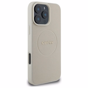 Guess graudainais zelta gredzena magnētiskais viedtālruņa apvalks iPhone 16 Pro Max - bēšs