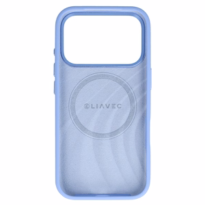 Liavec Silky vāciņš ar metāla kameras ietvaru, paredzēts iPhone 18 Pro/17 Pro, gaiši zils