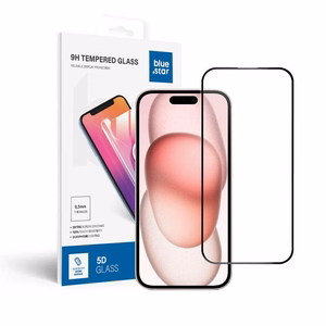 Aizsargstikls Blue Star - APP IPHONE 15/16 5D pilns pārklājums - melns