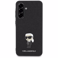 Karl Lagerfeld fiksēts mirdzošs Ikonik logotipa metāla piespraudes viedtālruņa apvalks Samsung Galaxy A56 - melns