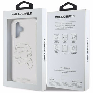 Karl Lagerfeld IML Rhinestones Karl Head apvalks viedtālruņa iPhone 16 skaidrs