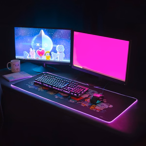 BT21 XXL spēļu galda paklājs ar LED apgaismojumu, 90 × 40 cm