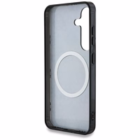 Guess 4G fona ar zeltītu peoniju rakstu magnētiskais viedtālruņa apvalks Samsung Galaxy S25 melns