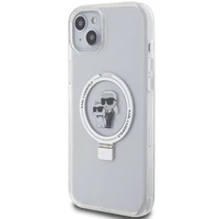 Karl Lagerfeld KLHMP15MHMRSKCH iPhone 15 Plus / 14 Plus 6.7" balts/balts cietais apvalks Gredzena statīvs Karl&Choupette MagSafe