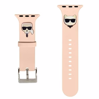 Karl Lagerfeld siksniņa KLAWLSLCKP Apple Watch 42/44/45/49mm rozā silikona Karl & Choupette Heads