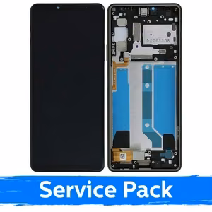 LCD displejs saderīgs ar Sony Xperia 10 IV melns ar rāmi (Service Pack)