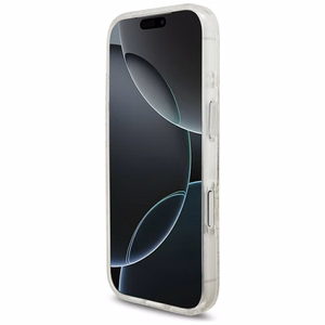 Guess IML Flowers Allover Electroplated MagSafe maciņš ar pērļu siksniņu modelim iPhone 18 Pro / 17 Pro – krāsa: balta