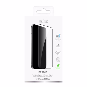 Puro Frame Закалённое стекло с рамкой для iPhone 16 Plus