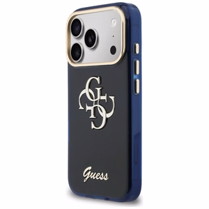 Guess IML 4G Script Metal чехол для iPhone 17 Pro Max синий