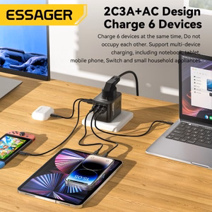 Lādētājs Essager Travel Global 1 Melns 35W (2xPD / 3xQC3.0) (EU / US / UK)