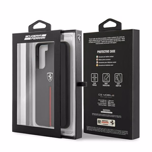 Viedtālruņa apvalks Ferrari FEOSIHCS21SBK S21 G991 melns/melns ciets apvalks Off Track ādas neilona strīpa