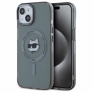 Karl Lagerfeld KLHMP15SHLSCHK iPhone 15 6.1" melns cietais viedtālruņa apvalks IML Metal Choupette Head Magnētiskais (MagSafe)