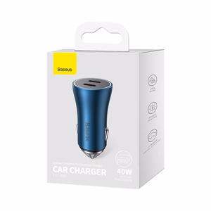 Baseus Golden Contactor Pro automašīnas lādētājs 2x USB-C 40W zils (CGJP000003)