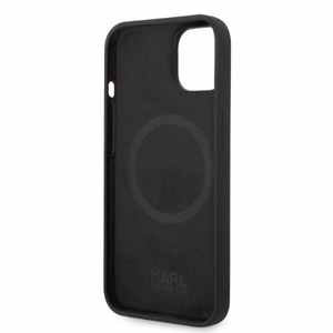 Karl Lagerfeld KLHMP14MSNIKBCK iPhone 14 Plus 6.7" melns silikona viedtālruņa apvalks Ikonik, magnētiskais (MagSafe)