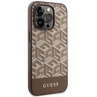 Guess GUHMP14LHGCFSEW iPhone 14 Pro 6.1" brūns/brūns cietais apvalks GCube Stripes MagSafe