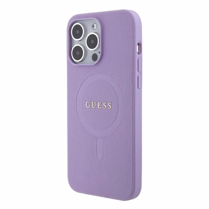 Guess Saffiano magnētiskais viedtālruņa apvalks iPhone 15 Pro - violets