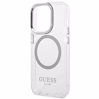 Guess GUHMP14XHTRMS iPhone 14 Pro Max 6.7" sudrabains/sudrabains cietais apvalks Metāla kontūra Magnētiskais