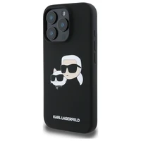 Karl Lagerfeld silikona magnētiskais viedtālruņa apvalks iPhone 16 Pro ar galvu attēliem - melns
