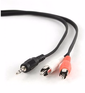 Gembird audio kabelis 2,5m, 3,5mm/2xRCA, M/M melns, sarkans, balts