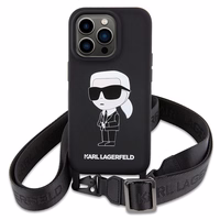 Karl Lagerfeld KLHCP15XSCBSKNK iPhone 15 Pro Max 6.7" cietais apvalks melns/melns Crossbody Silikona Ikonik