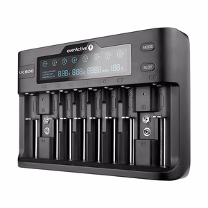everActive UC-800 – cilindrisku Li-ion un Ni-MH akumulatoru lādētājs