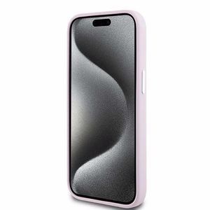 DKNY viedtālruņa apvalks iPhone 15 6,1" DKHMP15SSMCHLP rozā HC Magsafe silikons ar horizontālu metāla logotipu