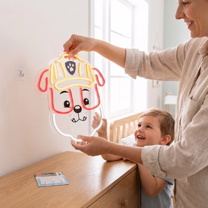 Piekarināms Paw Patrol LED neona gaismeklis uz organiskā stikla – Rubble OW-130446