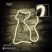 Neon LED Light CAT warm balts Bat + USB FLNE03 Forever Light