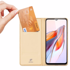 Dux Ducis Skin Pro Case For Xiaomi Redmi 11A / Poco C55 / Redmi 12C Cover Flip Card Wallet Stand Gold