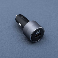 FORCELL F-ENERGY Alu automobiļa lādētājs 2 x Type C + USB A PD QC4.0 SFC 2.0 4,5A 65W pelēks