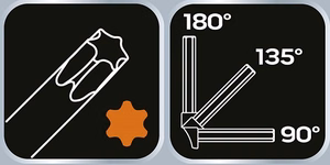 TORX atslēgu komplekts ar rokturi: T9, T10, T15, T20, T25, T27, T30, T40
