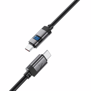 Acefast C15-03 USB-C - USB-C kabelis ar displeju 480Mb/s 60W 1,2 m - melns