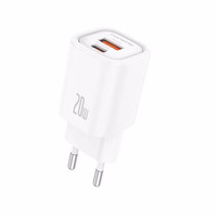 FONENG sienas lādētājs EU70 PD 20W 1xUSB-C + 1xUSB QC3.0 + kabelis USB-C - Lightning balts