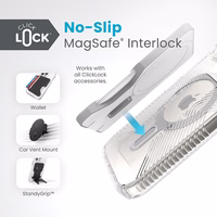 Speck Presidio Perfect-Clear Grip ClickLock & MagSafe - iPhone 17e / 16e / 15 / 14 / 13 maciņš (Clear / Chrome Finish / Serene sudrabs)