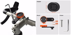Bicycle, Motorcycle Phone Holder, Stem Mount (M6), Melns