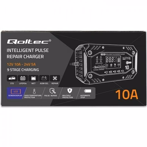 Qoltec 52482 transportlīdzekļu akumulatoru lādētājs 12/24 V melns, zils