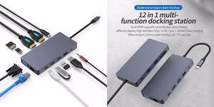 Адаптер USB Type-C — 2x HDMI, VGA, LAN, 3x USB Type-A, SD, TF, USB Type-C PD100W, Aux
